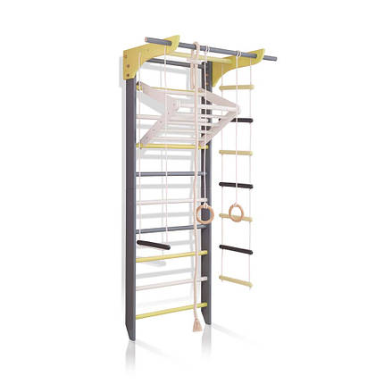 Дерев'яна шведська стінка для дітей з турніком дитячий куточок для дому спортивний SportBaby "2-Lux 2-240", фото 2