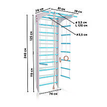 Дерев'яна шведська стінка для дітей з турніком дитячий куточок для дому спортивний SportBaby "3-Lux 1-240", фото 4
