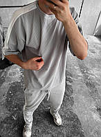 Мужской серый комплект оверсайз штаны + футболка, Турция