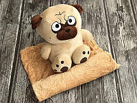 М'яка іграшка 3в1 плед подушка Мопс собака для хлопчика або дівчинки
