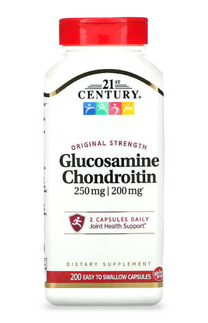 Глюкозамін і Хондроітин 21st Century Glucosamine Chondroitin 200 капс США, фото 2
