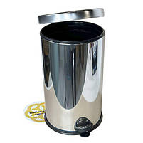 Бак для сміття в туалет 16Л з педаллю та мікроліфтом, нержавіюча сталь, хром VINKS, фото 4