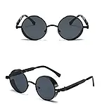 Вінтажні сонцезахисні окуляри Стипанк чорні стильні, фото 4