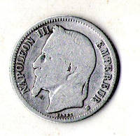 Імперія Франція 1 франк 1866 рік срібло король Наполеон III №316