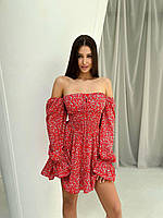 Женское шикарные платье, ткань софт Мод. 266 am красный, 46-48