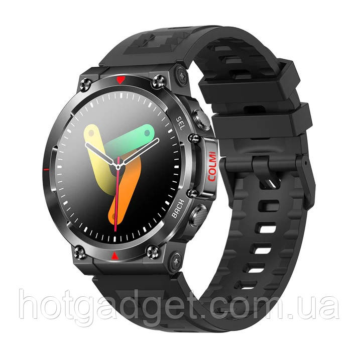 Смарт-годинник Colmi V70 Black (тонометр, пульсоксиметр, дзвінки) Ultra AMOLED екран