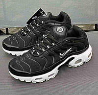 Женские подростковые кроссовки демисезонные Nike Tn текстильные черные с белой подошвой р 36-41