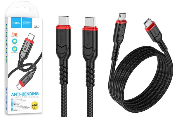 USB cable HOCO X59 Type-C/Type-C 60W (1m) /33 Черный, фото 1