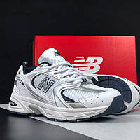 Мужские кроссовки New Balance 530 сеточка повседневные для бега белые серые