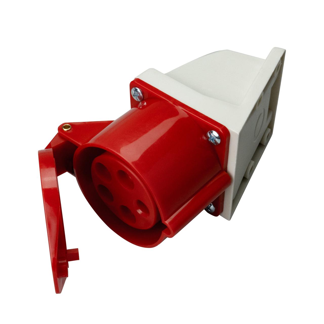Розетка трифазна промислова накладна із заземленням 3Р+N+Е (220V-415V, 16A, ABS пластик) HOROZ ELECTRIC