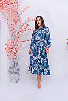 Платье женское софт в цветочный принт 42-44; 46-48; 50-52 "KARI STYLE" недорого от прямого поставщика