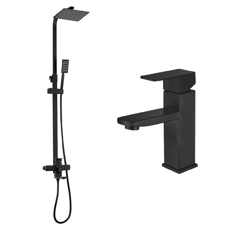 Комплект 2в1 душова колона із змішувачем CHAMPION KUB-009-J BLACK+умивальник CHAMPION KUB-001 BLACK