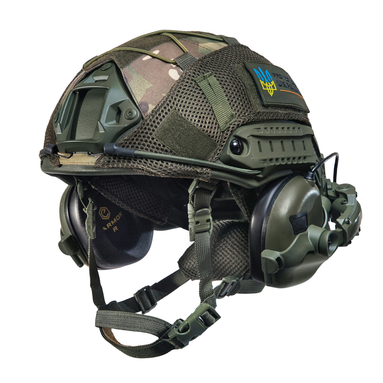 Шолом тактичний Fast TEAM WENDY Helmet NIJ IIIA + Навушники Earmor M31 MOD3 з чебурашкою + кавер, фото 1