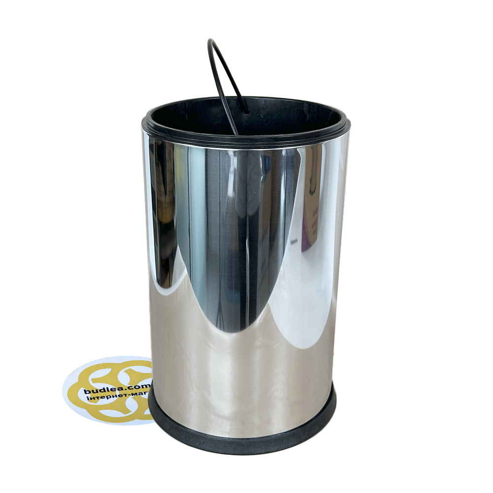 Відро для сміття без кришки на 8Л , нержавіюча сталь, хром VINKS, фото 1