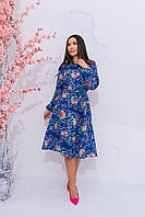 Платье женское софт в цветочный принт 42-44; 46-48; 50-52 "KARI STYLE" недорого от прямого поставщика