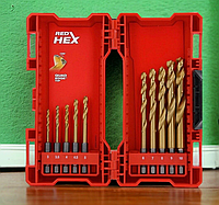 Набір свердл по металу 3-10мм 10шт для ударного дриля RedHEX HSS-G TiN Milwaukee 48894759