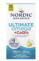 Nordic Naturals, Ultimate Omega + Q10, омега 3 и коензим Q10, лимон, 640 мг, 60 капсул