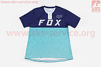 Футболка (Джерси) мужская M-(Polyester 100%), короткие рукава, свободный крой, сине-бирюзовая, , мото