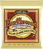 Струни для класичної гітари Ernie Ball 2069 Earthwood Folk Nylon Ball End Clear and Gold KB, код: 6555352