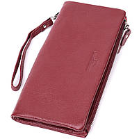 Добротный женский кошелек-клатч с двумя молниями из натуральной кожи ST Leather 22528 Бордовый DOK