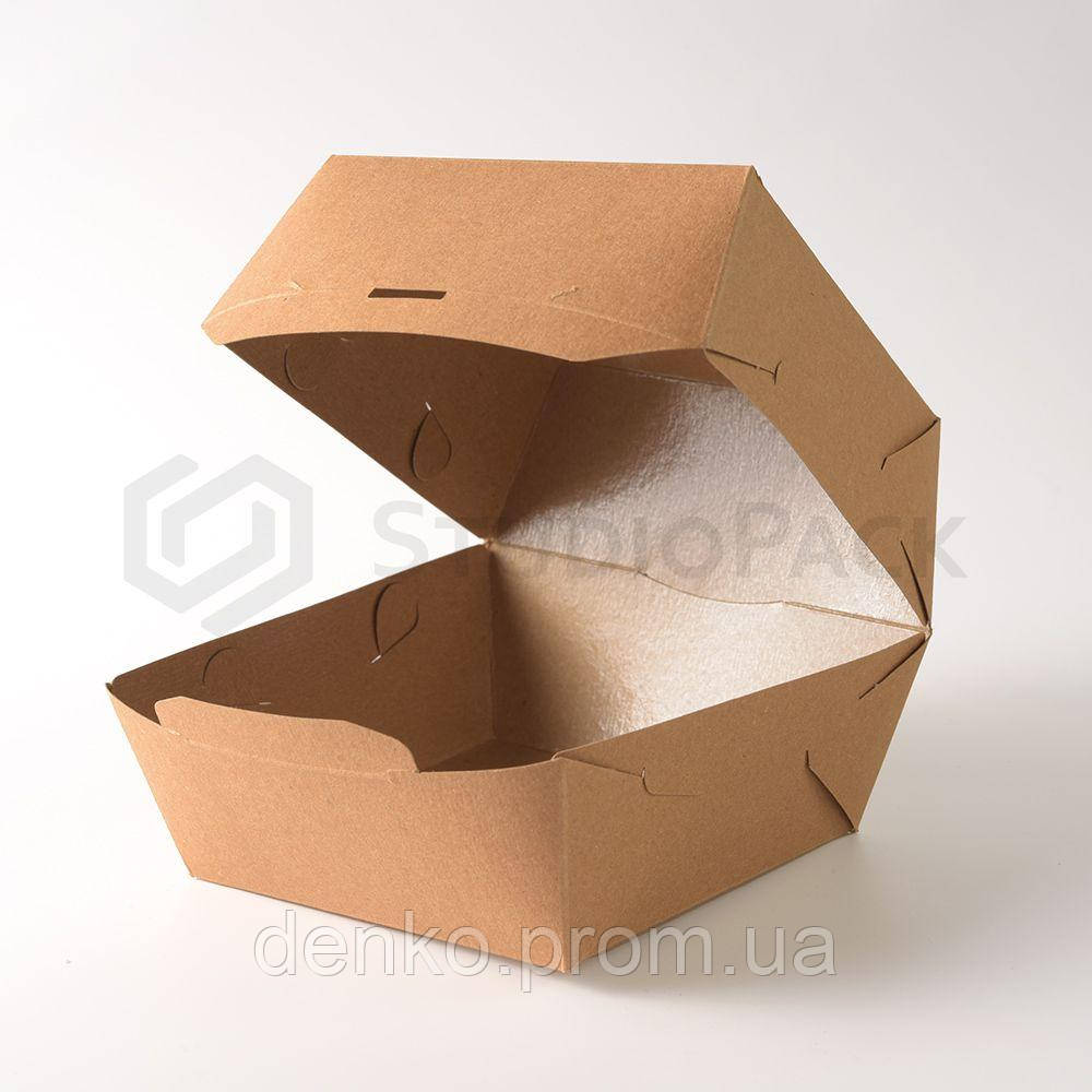Коробка для бургерів картонна збірна 125*125*90мм 50 шт/уп - фото 1 - id-p2124143331