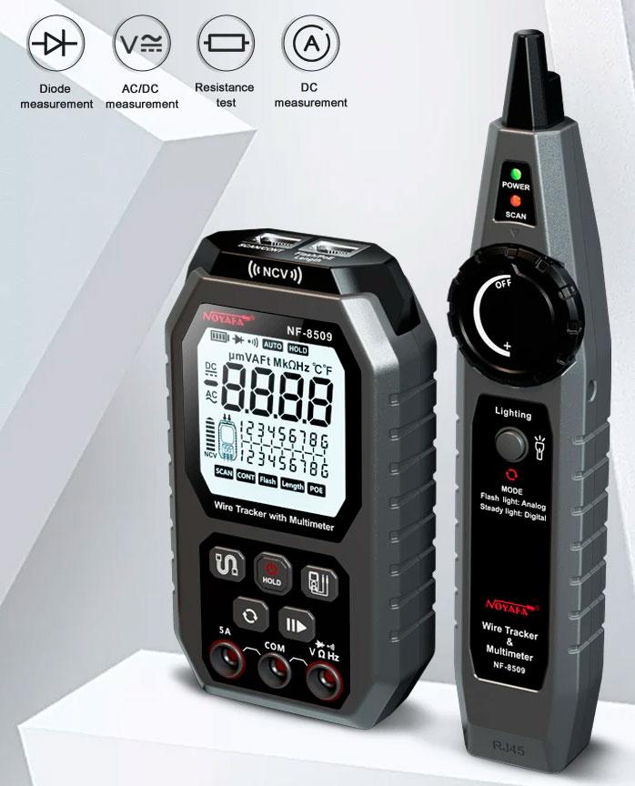 NOYAFA NF-8509, багатофункціональний тестер, трасошукач, PoE + мультиметр