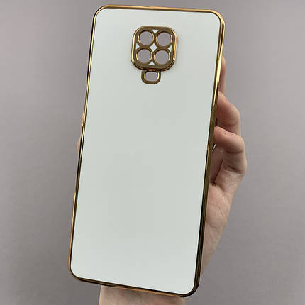 Чохол для Xiaomi Redmi Note 9s глянцевий із золотою окантовкою чохол на телефон сяомі редмі нот 9с білий h7y, фото 1