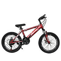 Детский велосипед на колесах 20 дюймов и металлической раме 13 TopRider 509 Красный