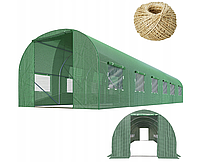Сквозная садовая теплица с окнами Plonos 18m2 Зеленая = 300х600х200 см (4976)
