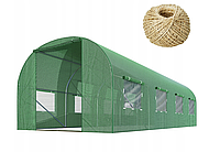 Усиленная! Садовая теплица с окнами Plonos 10m2 Зеленая = 250х400х200 см (4916)