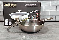 Cковорода глубокая WOK из нержавеющей стали 28см Benson BN-590 / Сковородка профессиональна