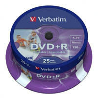 Диск DVD Verbatim 4.7Gb 16X CakeBox 25шт Silver 43500 a