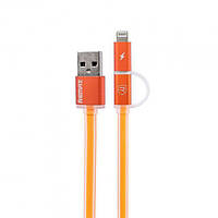 Combo 2-in-1 кабель Lightning/micro USB, 1м orange Aurora Combo Remax 300702 o
