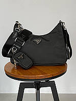 Женская сумочка, клатч отличное качество Prada Big Re-Edition 2005 Black 28x16x7