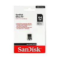 Флеш-накопитель для записи данных SanDisk Ultra Fit - USB 3.1 Pendrive, 64 GB, пластик, черный