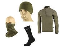 M-tac комплект кофта тактическая, шапка, бафф, носки олива ЗСУ XL