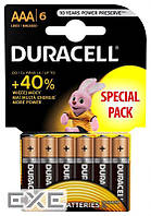 Батарейка щелочная Duracell Duralock Basic, AAA/LR03, 1.5V, блистер 6шт (MN2400 6BL)