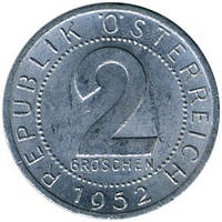 Монета Австрии 2 гроша 1951-72 гг.