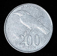 Монета Индонезии 200 рупий 2003 г. Балийский скворец