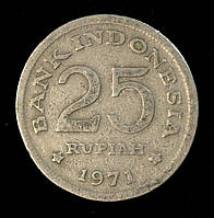 Монета Индонезии 25 рупий 1971 г. Веероносный венценосный голубь