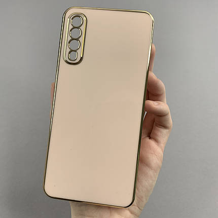 Чохол для Samsung Galaxy A50s глянцевий із золотою окантовкою чохол на телефон самсунг а50с пудровий h7y, фото 1