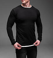 Чорна чоловіча футболка з довгими рукавами