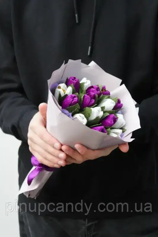 Букет з цукерок тюльпани Ferrero Rosher Ферреро (15 шт.) різні кольори, фото 1