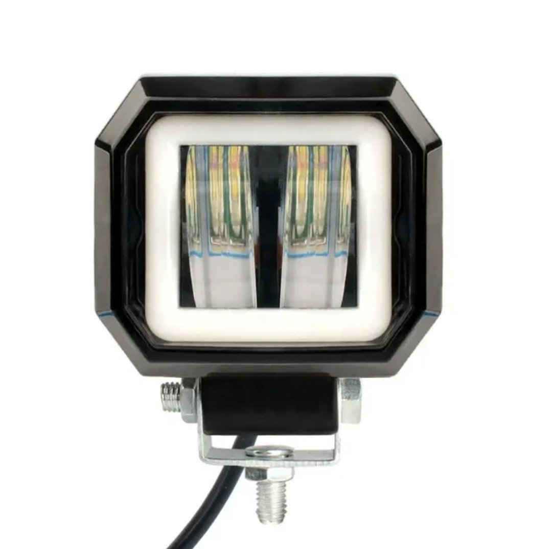 Додаткова світлодіодна LED фара 20W квадратна з ДХО ближнього світла, фото 1