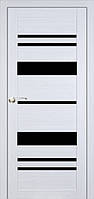 Двери межкомнатные Portalino PL-04 Санома белая ЭКО (с черным стеклом)