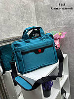 АКЦІЯ! Синьо-зелена - сумка для ноутбука з додатковими кишенями - велика, зручна та стильна - 40х30х10 см