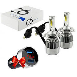 2 шт C6-H4, 36W, LED лампи для авто + Подарунок Адаптер CAR USB HC6 / Галогенні лампи для фар / Автолампи