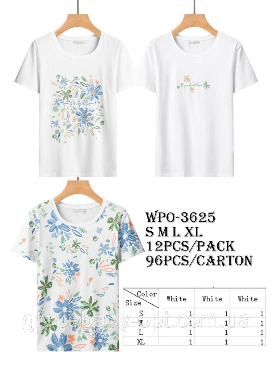 Футболка жіноча оптом, Glo-story, S-XL pp, № WPO-3625