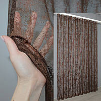 Готовая тюль (2,9х2,7м.) жаккард, коллекция "Мрамор". Цвет шоколадный. Код 1406т 42-0159