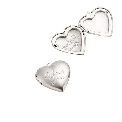 Медальйон Finding Кулон серце Основа під вставку 21 мм х 17 мм Сталистий 29 мм x 29 мм